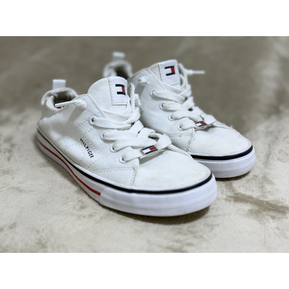 TOMMY HILFIGER CANVAS WHITE SNEAKERS SIZE 6M SLIP‎ ON TW ODESI slip-on shoes 90s